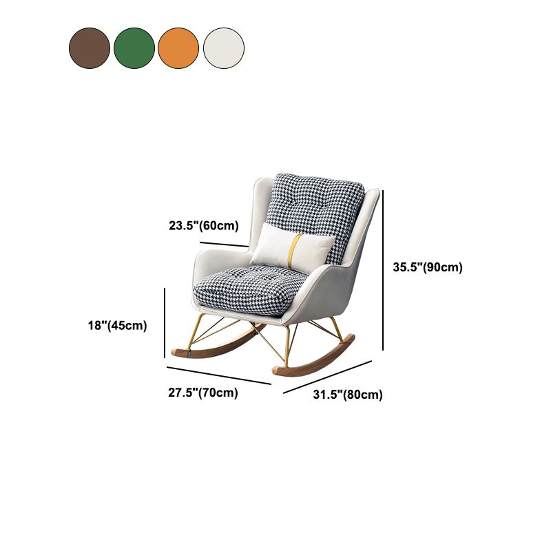 Upholstered and Metal Rocker Glam with Padded Seat Rocking Chair Slipcovered