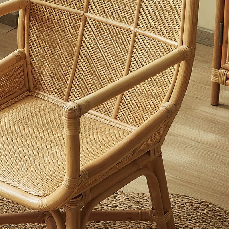 Solid Wood Lounge Chair Woven Back Side Chair for Living Room