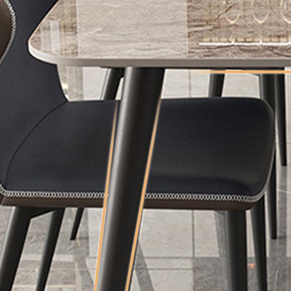 Industrial Grey Table for Restaurant Rectangle Dining Table with Metal 4 Legs
