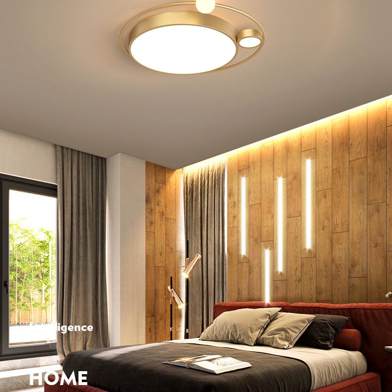 3-Lights Simplicity Acrylic Flushmount Light Metal Circular Line Design Modern Lighting Fixture