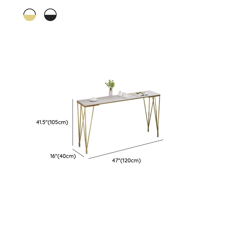 Rectangle Pub Table Glam Faux Marble Top Bar Table for Cafe and Breakroom