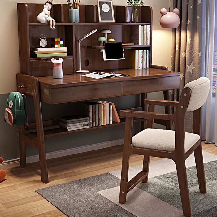 Writing Desk with Storage Drawer Solid Wood Multifunctional Lifting Home Study Desk