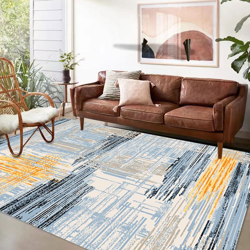 Light Pink Abstract Print Rug Polyester Modern Rug Washable Rug for Drawing Room