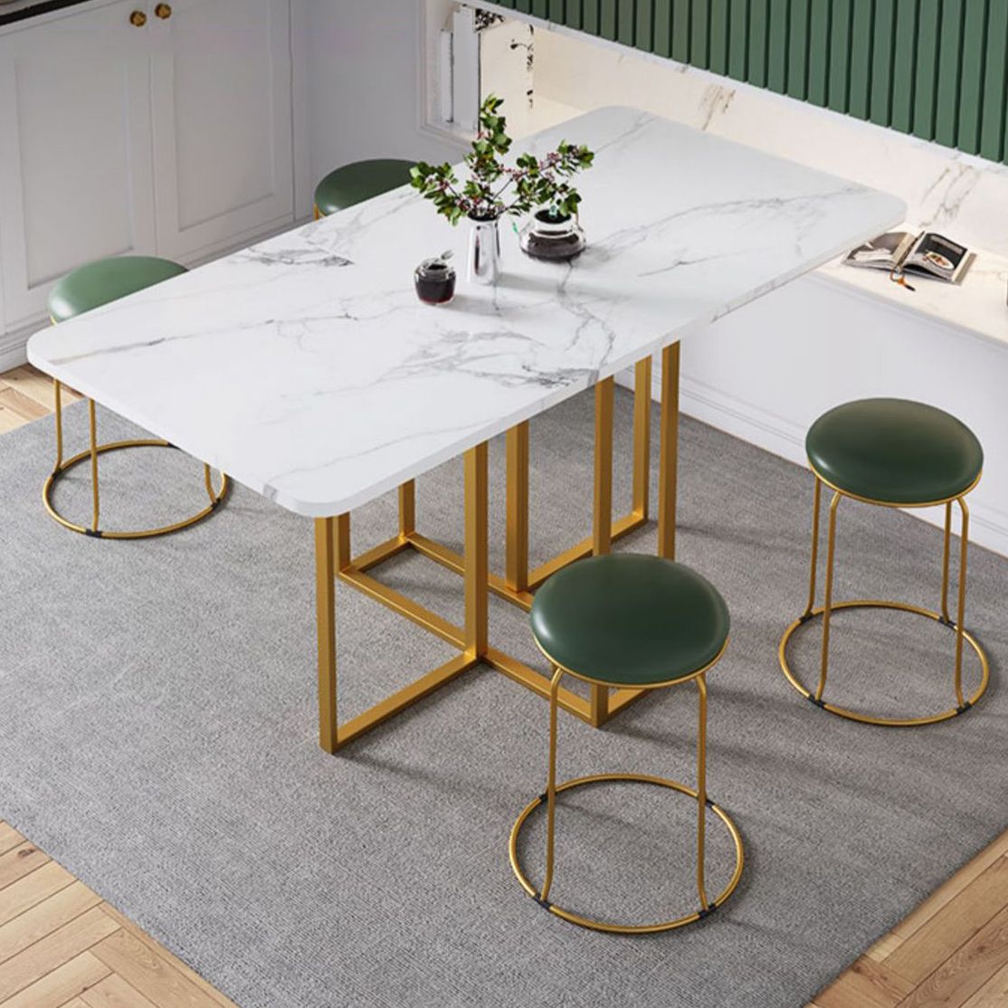 Contemporary Rectangle Dining Room Table Sintered Stone Drop-Leaf Table,59"L x 28.7"H