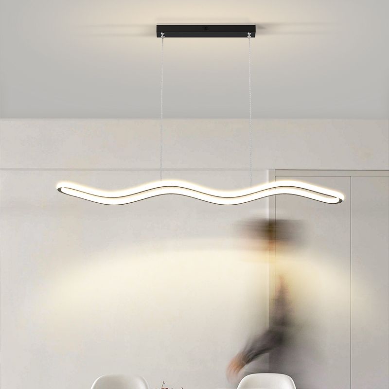 Modern Creative Style Hanging Lamp Linear Metal Island Light Fixture for Kitchen