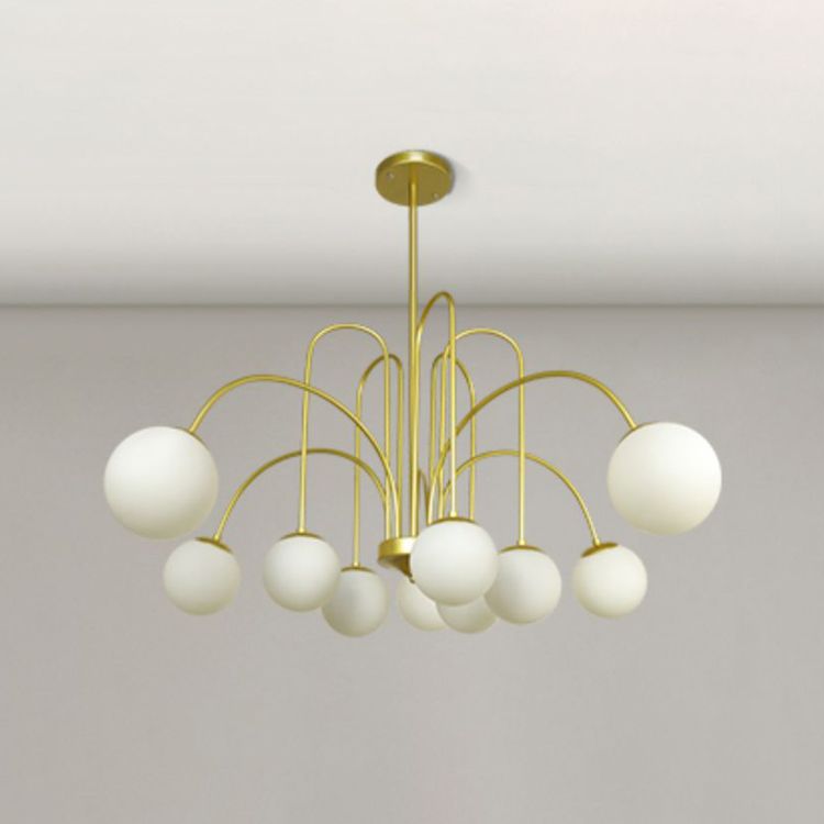 Modern Metal Chandelier Light Globe Multi-Head Pendant Lamps with Glass Shade
