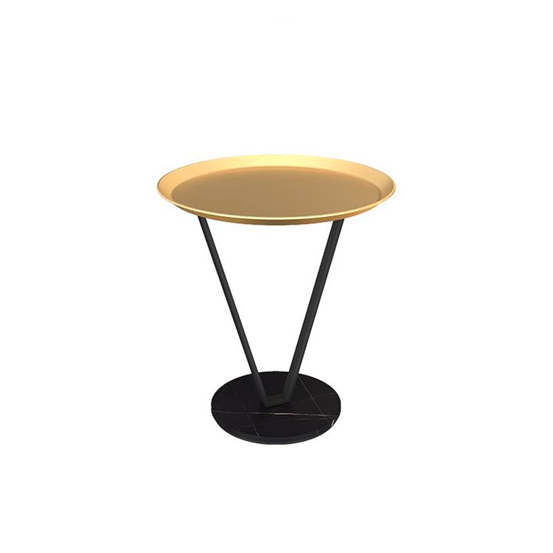 23.6" Tall Modernistic Round Side End Table Metal X-base End Table