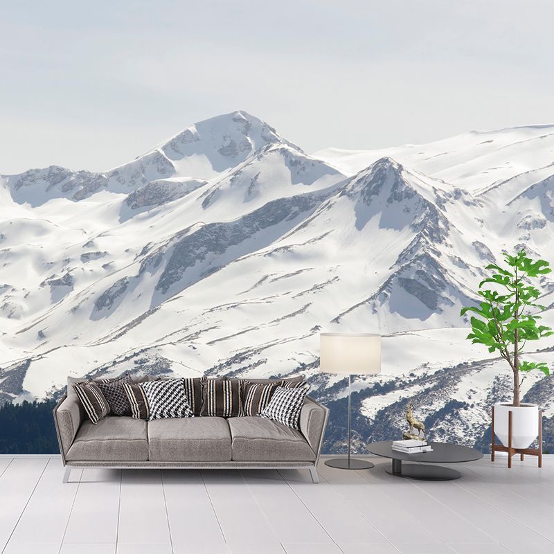 Mountain Landscapes Mural Contemporary Mildew Resistant Wall Covering for Living Room