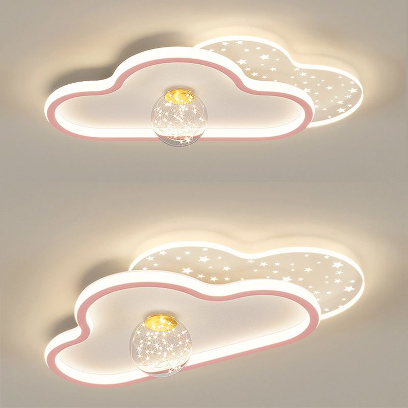 Plafonnier LED en métal de style contemporain, luminaire de plafond en forme de nuage, pour chambre à coucher