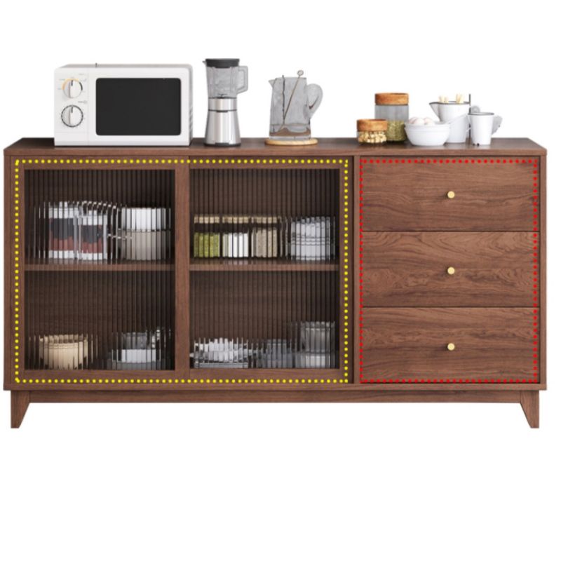 Contemporary Display Stand Wood Hutch Cabinet with Doors for Dining Room