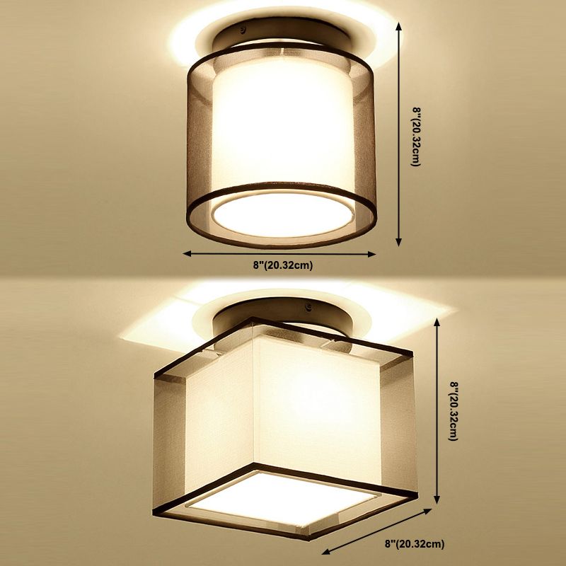 Plafonnier encastré en tissu chinois pour salon salle à manger bronze / noir