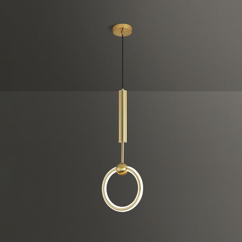 Ring and Oval Shape LED Pendant Light Modern Style Simple Metal Ceiling Pendant Light