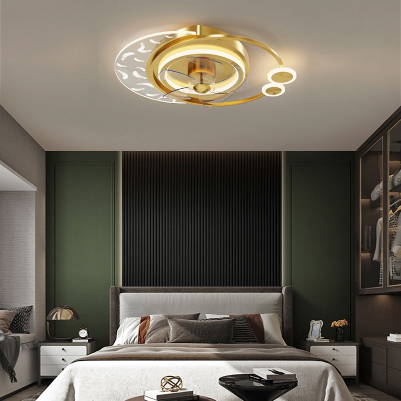 Minimalistische Feder Deckenlüfter Leuchte Acryl Wohnzimmer LED SEMI -MOG -Leuchte