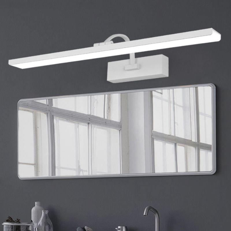 Weißes Rechteck Eitelkeit Wandleuchte moderne LED -Acrylwandmontage mit gebogenem Arm für Badezimmer, 16 "/24" W.