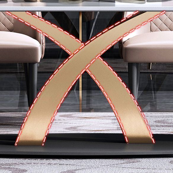 Minimalist Dining Room Set Rectangular Sintered Stone Dining Table with Metal Base