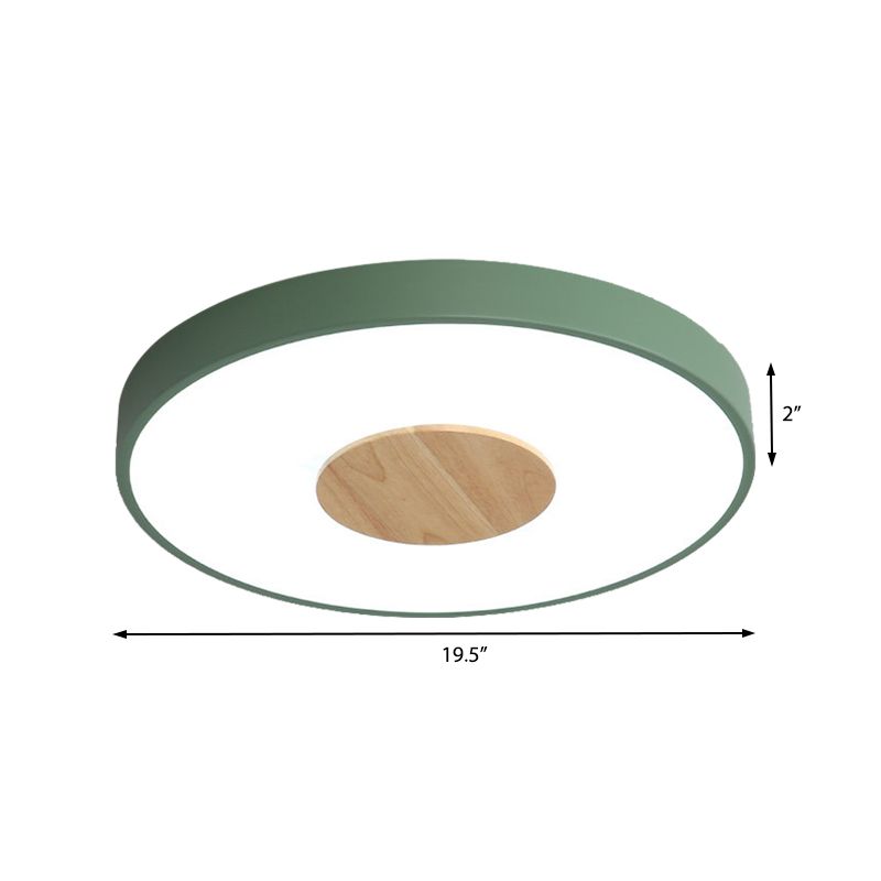 Round Flush Mount Ceiling Light Nordic Iron 1 Head Pink/Blue/White Lighting Fixture for Bedroom, 12"/16"/19.5" Width