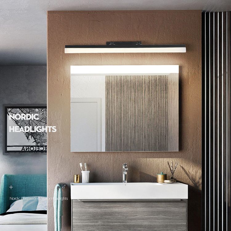 Acrylic Linear Wall Sconce Lighting Minimalist LED Black Wall Mount Lamp for Bathroom