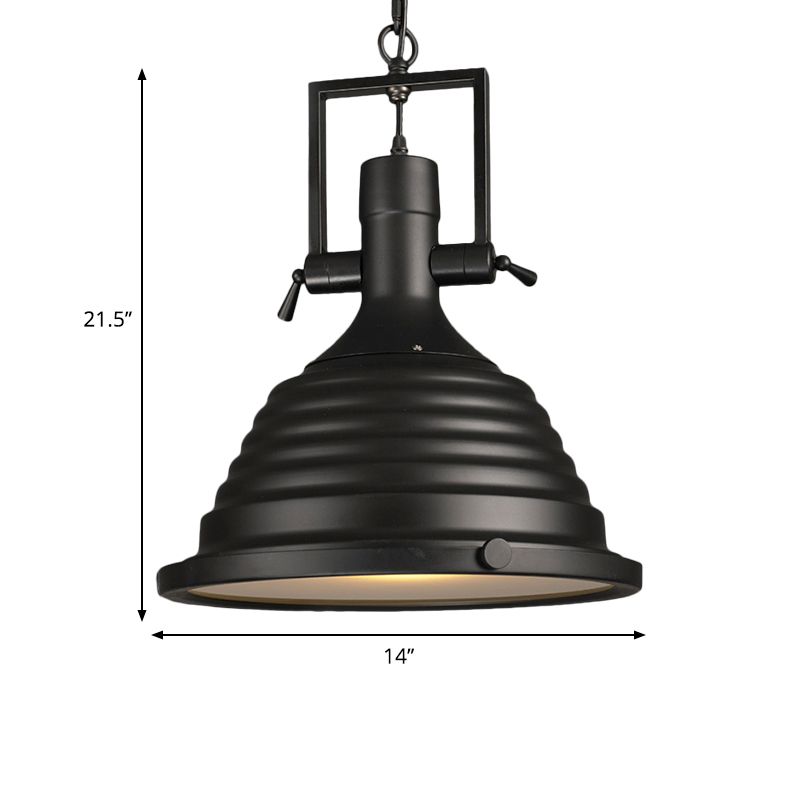 Black 1 Bulb Lulb Light Style Industrial Style Industric Flampedrogamera con diffusore smerigliato, 14 "/16" W
