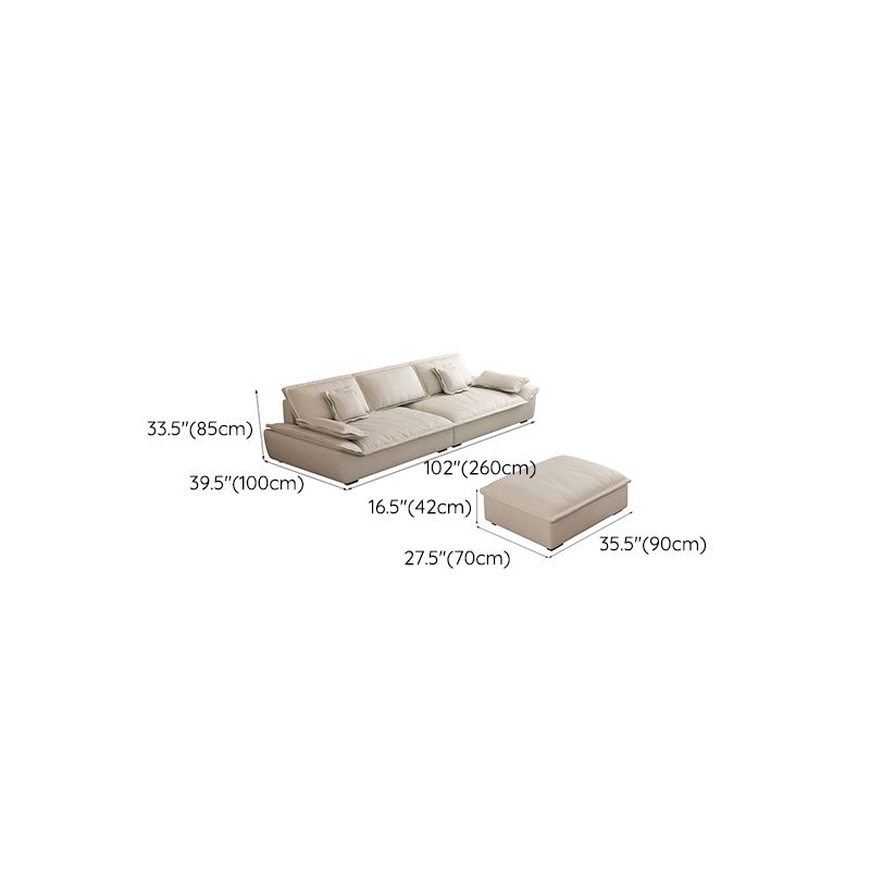 Contemporary Pillow Top Arm Living Room White Pillows Fabric Settee