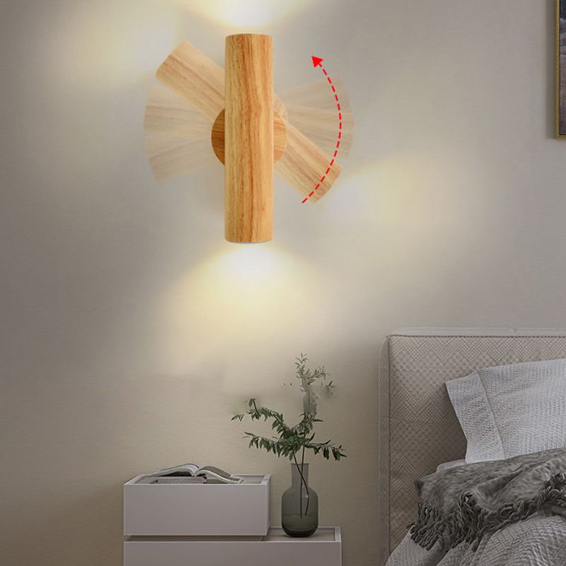 Contemporary Wood Wall Light Cylinder Lighting for Living Room