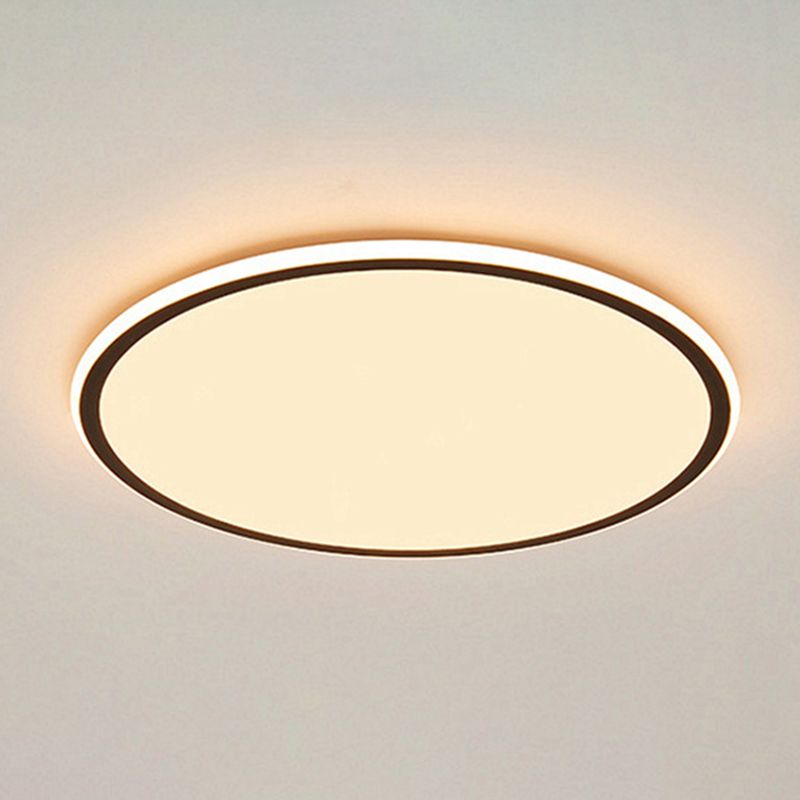 Plafonnier LED en aluminium simple encastré en forme de disque noir pour chambre à coucher