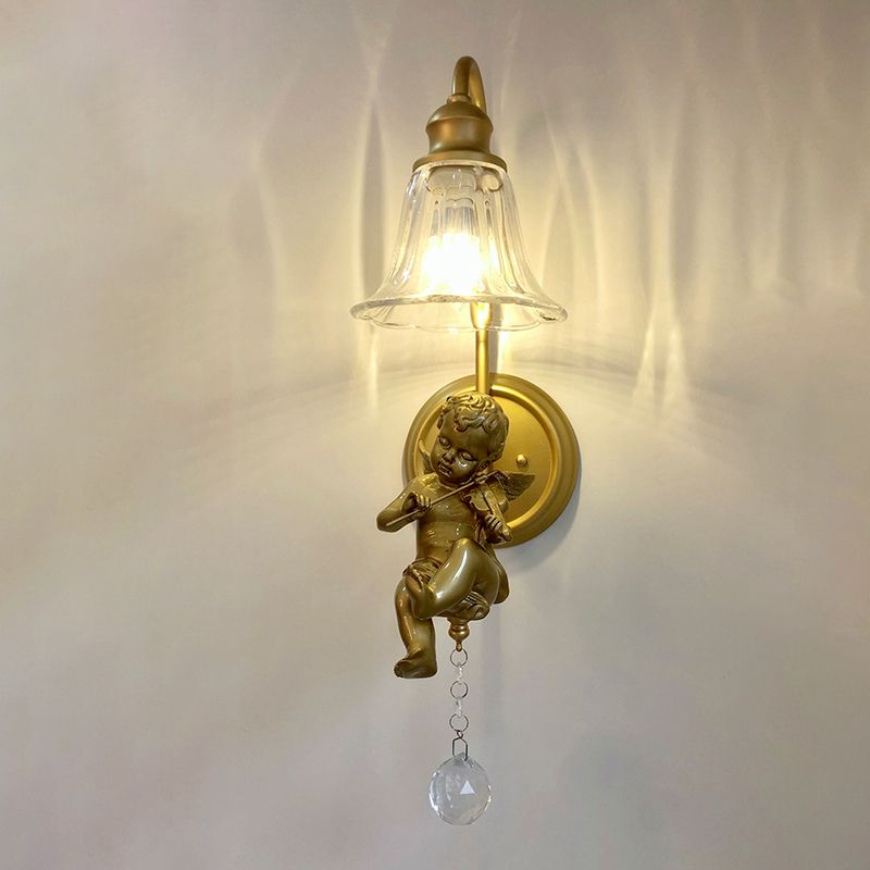 Glass Shade Wall Mounted Light Fixture 1-Light Modernism Wall Mounted Sconce