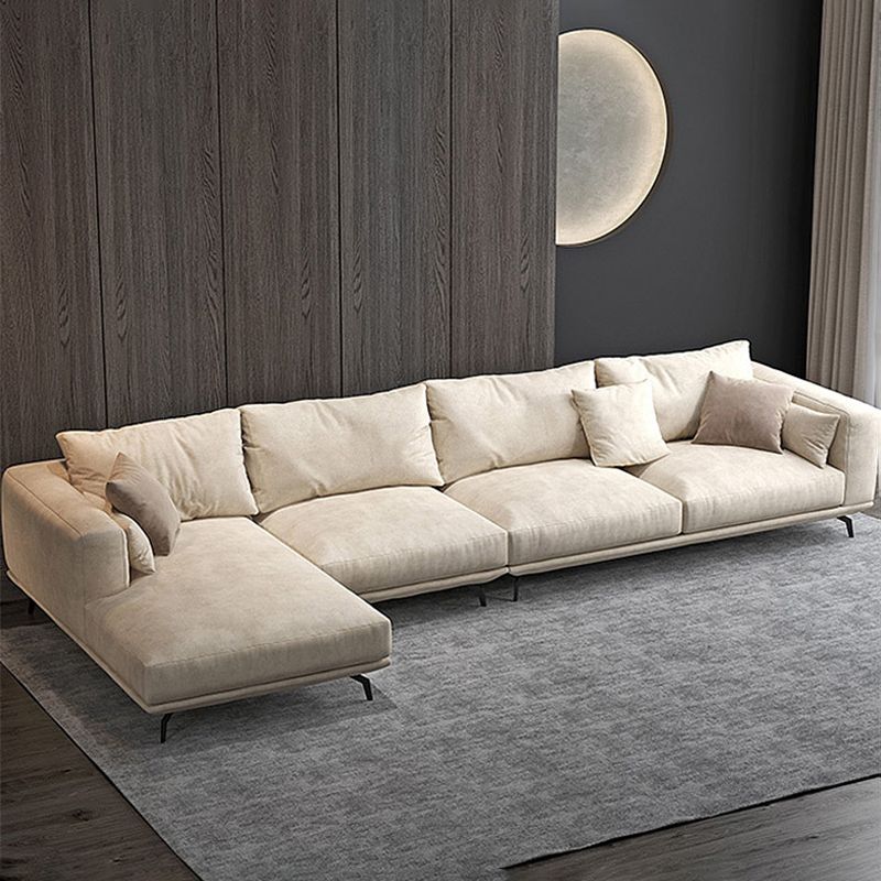 White Faux Leather Sofa & Chaise Loose Back Cushions Sofa - 25.59" H