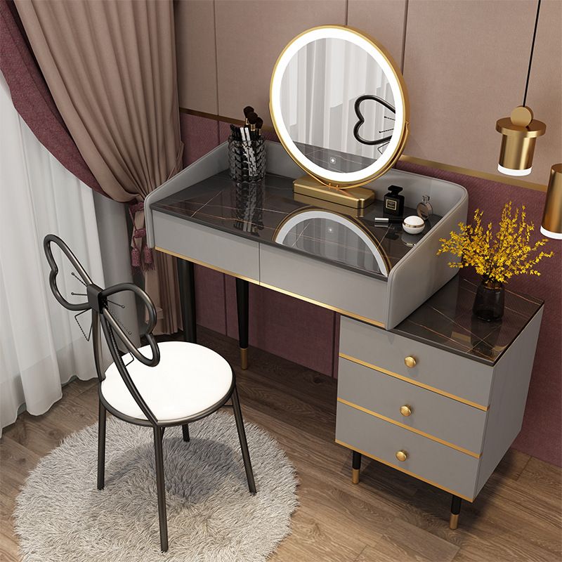 Glam Vanity Table Stone Top 15.75" W Makeup Desk with Drawers