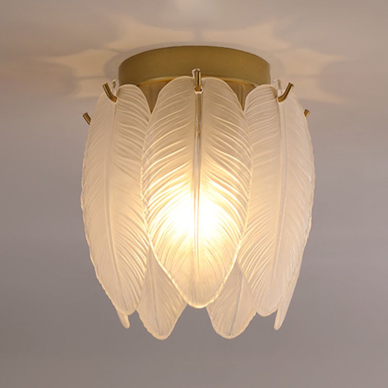 Luminaire encastré au plafond en plumes, style simple, doré