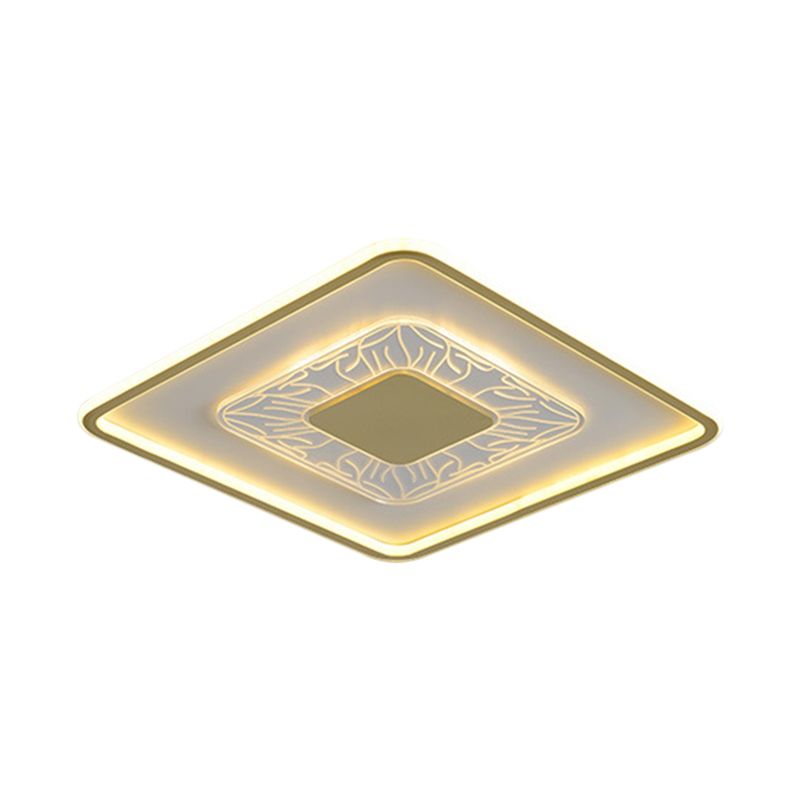 Square Flush Beleuchtung Moderne Acryl Weiß und Gold LED Deckenleuchte