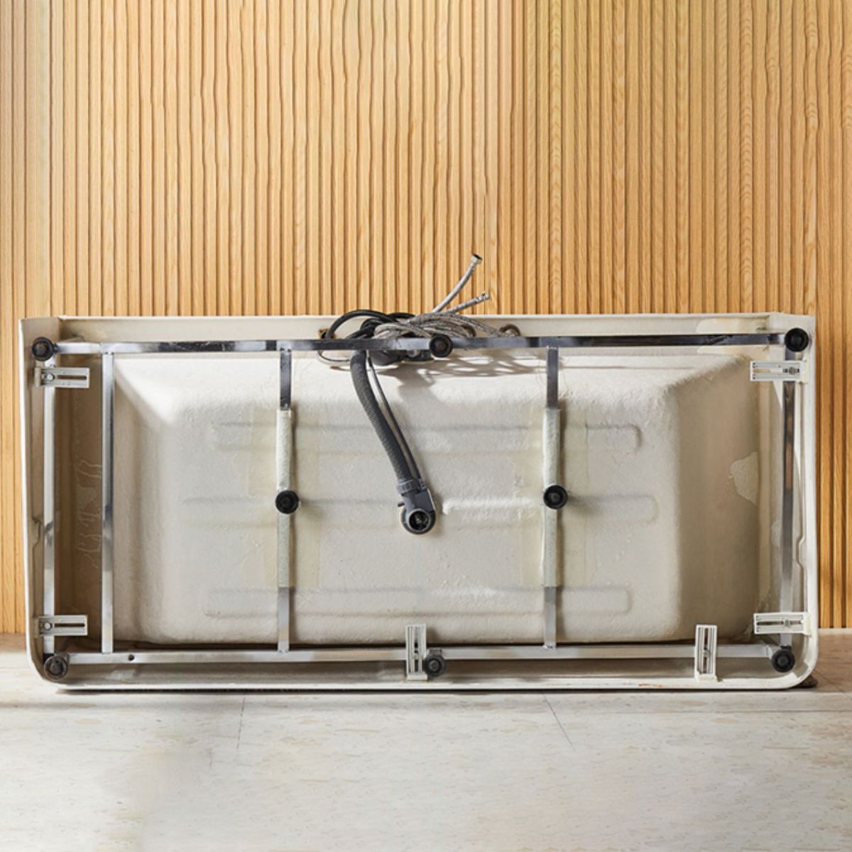 Modern Acrylic Rectangle Bathtub White Back to Wall with Drain Bath Tub