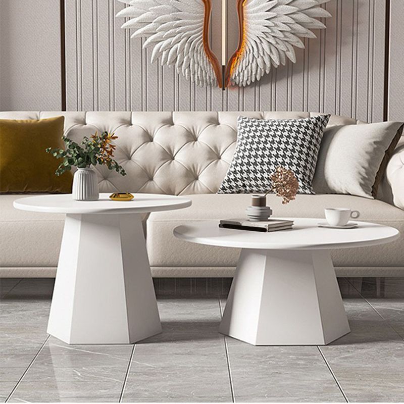 Pedestal 1/2 Black/White Coffee Table Metal Round Cocktail Table