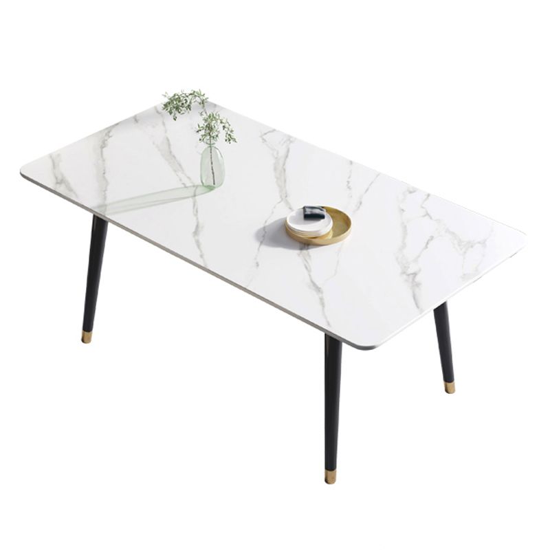Table à manger en pierre frittée Table rectangulaire à 4 pieds pour la maison