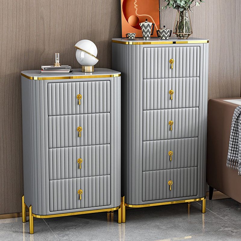 Classic Glam Vertical Lingerie Chest Stone Storage Chest with Drawers for Bedroom