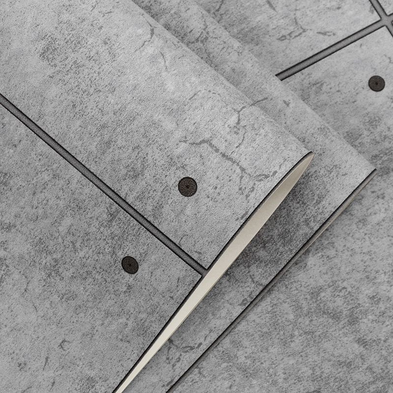 Stain-Resistant Check Wallpaper Vinyl Industrial Style Wall Covering for Restaurant