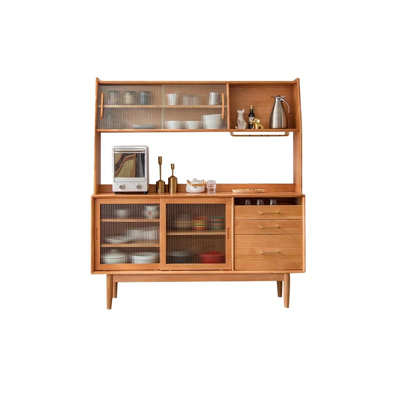 Contemporary Sideboard Table with Drawers Pine Solid Wood Dining Buffet