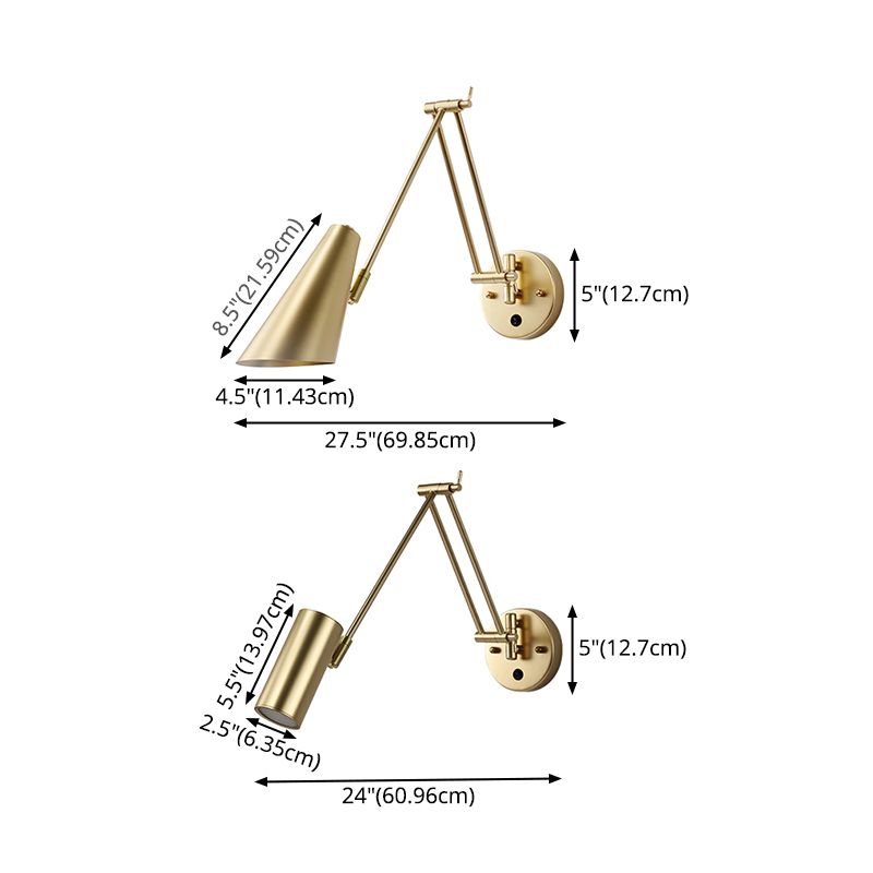 1-Light Wall Sconces Light Fixtures Modern Style Swing Arm Metallic Sconce Wall Lighting
