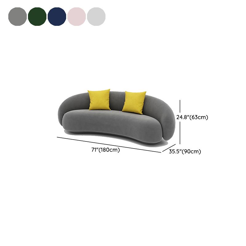 Scandinavian 24.8" H Solid Color Velvet Slope Arm Sofa For Living Room