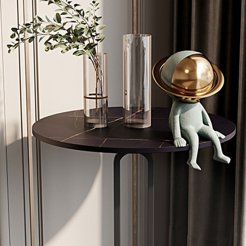 Modern Style Iron Material Base Rock Plate Table Round Side Table