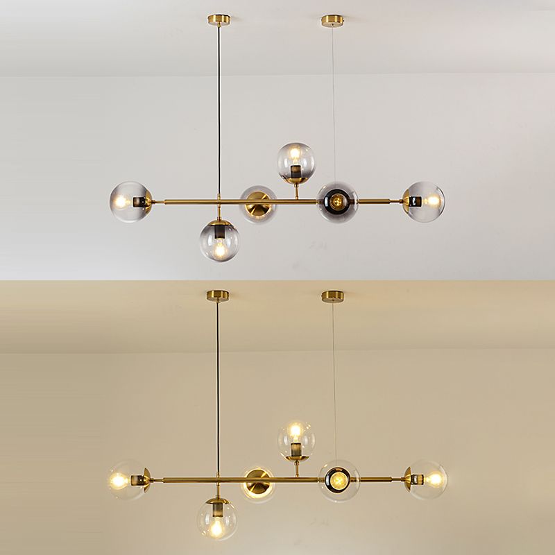 Orb Island Lighting Fixture Minimalistic Glass Island Ceiling Light for Dinning Room