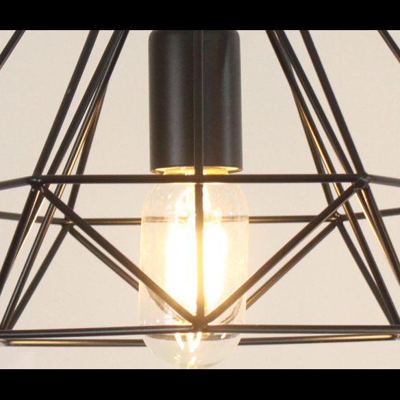 Diamond Iron Cluster Pendant Lighting Post-Modern Restaurant Hanging Lamp in Black