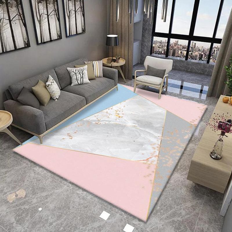 Multicolor Geometrical Print Rug Synthetics Modernist Rug Stain Resistant Non-Slip Backing Pet Friendly Rug for Great Room