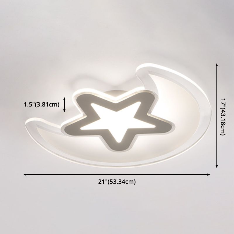 Mond- und Stern-Unterputzleuchte, minimalistische Acryl-LED-Deckenleuchte in Weiß