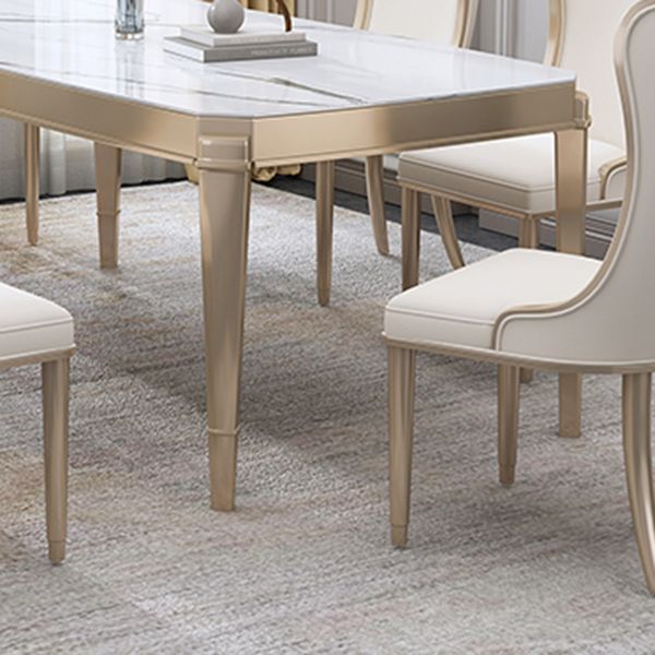 Nordic 1/2/5/7 Pieces Furniture Stone Rectangle Dining Table Set in White