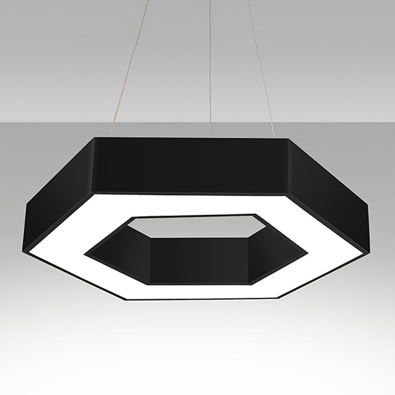 Plafonnier LED de forme hexagonale en fer moderne, 1 lumière, montage encastré pour bureau