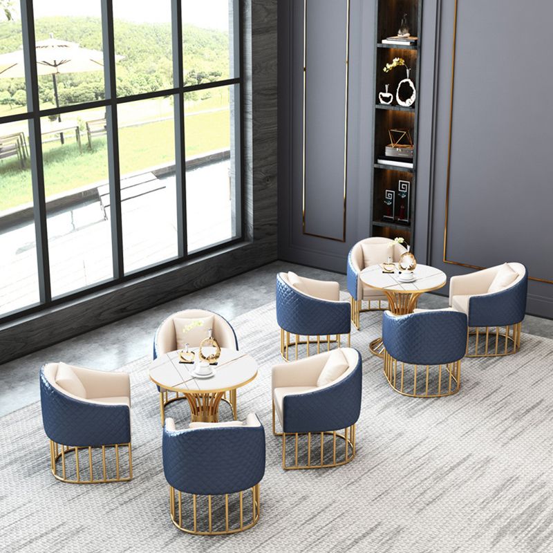 Metal Traditional Luxury Round Table Sintered Stone Table with Pedestal