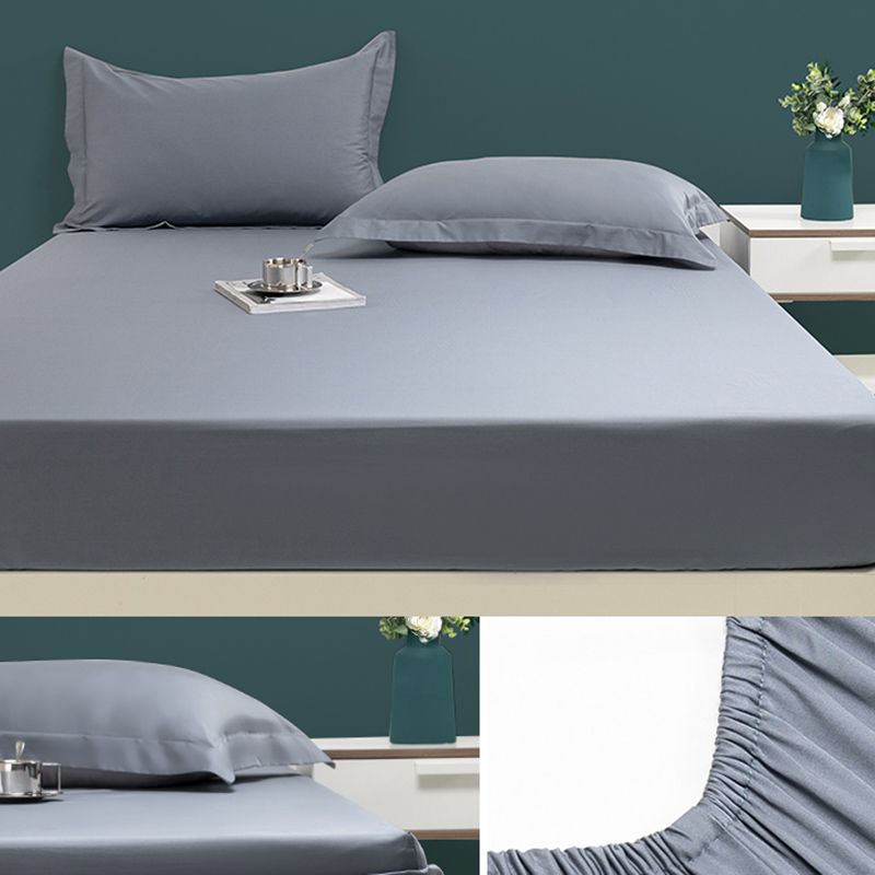 Fitted Bed Sheet Solid Color Non-pilling Breathable Skin-friendly Bed Sheet Set