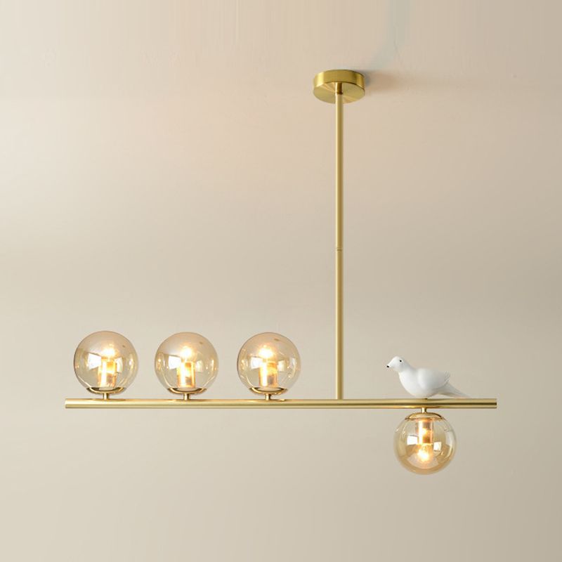 Contemporary Globe Glass Hanging Pendant Lights in Gold for Dining Room