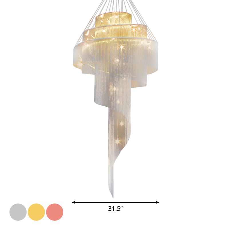 Lampadario a spirale in alluminio a spirale lampadario a led appendiali per soggiorno per soggiorno