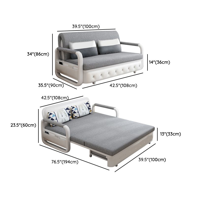 Linen 32.28" Wide Sleeper Sofa Gray Sofa Bed with Detachable Mattress